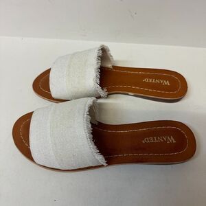Wanted Womens 5.5 M White Slip On Flat Open Toed Sandals Display YU7